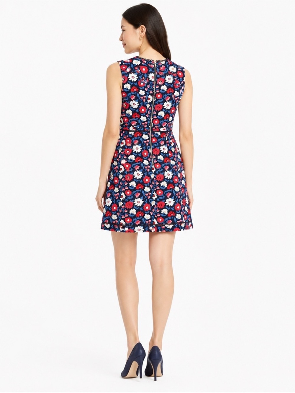 Kate Spade Shore Thing Daisy Jacquard Navy Blue Sheath Dress Size 0 $328 - Picture 7 of 12